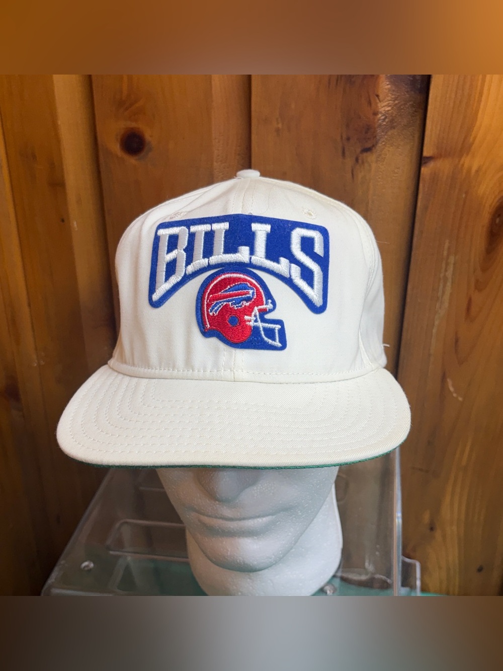 Vintage Buffalo Bills New Era Snapback Hat - White / Green Underbrim - Made USA